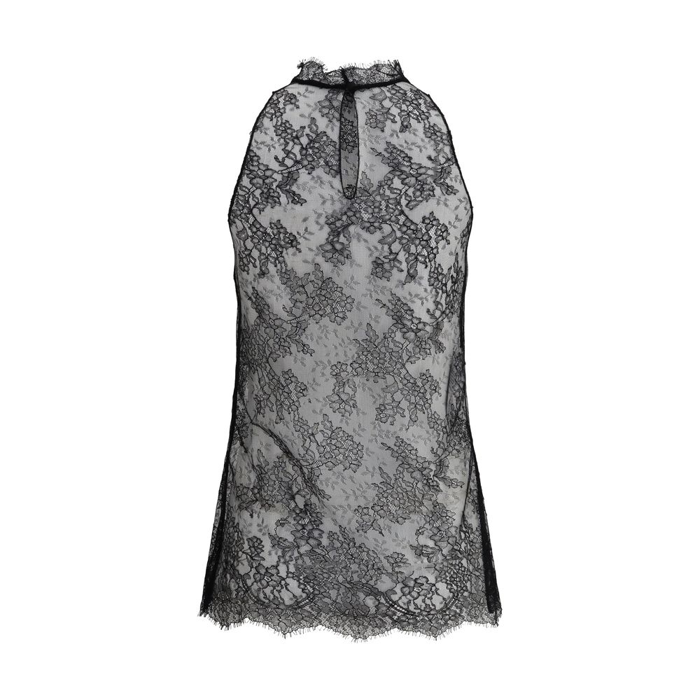 Top noir en dentelle sans manches d'Alexander McQueen