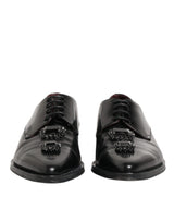 Dolce & Gabbana Derby Shoes en Cuir Noir avec Cristaux