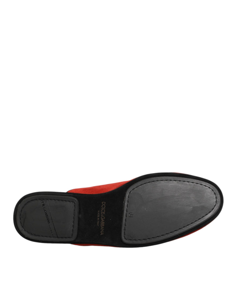 Dolce & Gabbana Red Suede DG King Men House Slippers