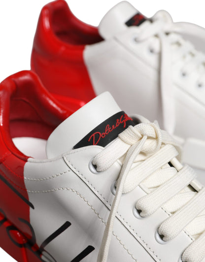 Dolce &amp; Gabbana Witte Rode Portofino Lage Sneakers voor Heren