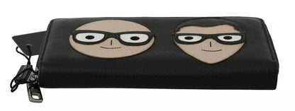 Portefeuille continental zippé en cuir noir Dolce &amp; Gabbana pour homme #DGFAMILY