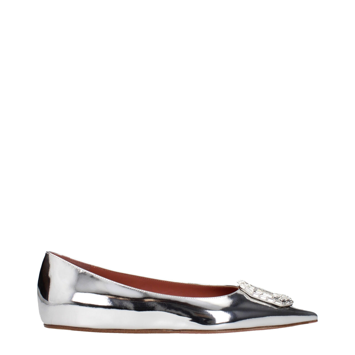 Amina Muaddi Gray Leather Ballet Flats - Elegant and Comfortable Footwear