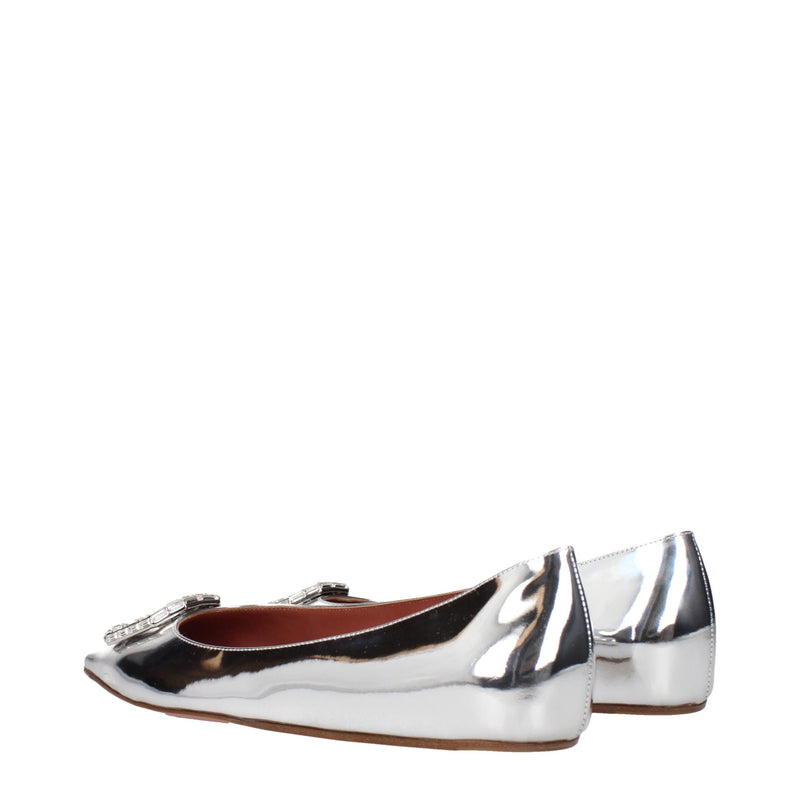 Amina Muaddi Gray Leather Ballet Flats - Elegant and Comfortable Footwear