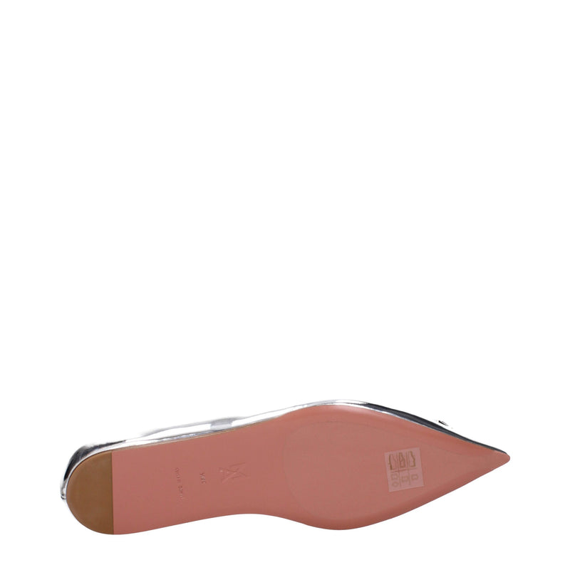 Amina Muaddi Gray Leather Ballet Flats - Elegant and Comfortable Footwear