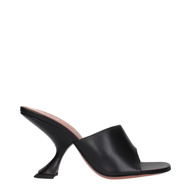 Amina Muaddi Sandales à Talons Aiguilles en Cuir Noir