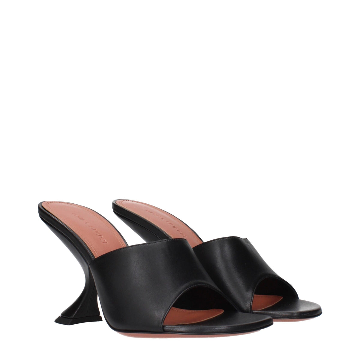 Amina Muaddi Sandales à Talons Aiguilles en Cuir Noir