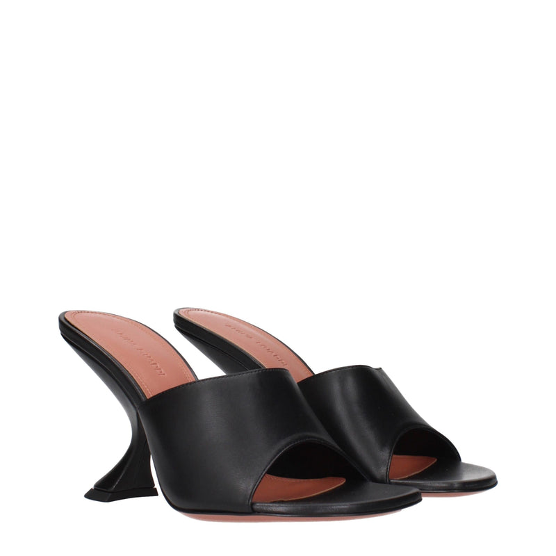 Amina Muaddi Sandales à Talons Aiguilles en Cuir Noir