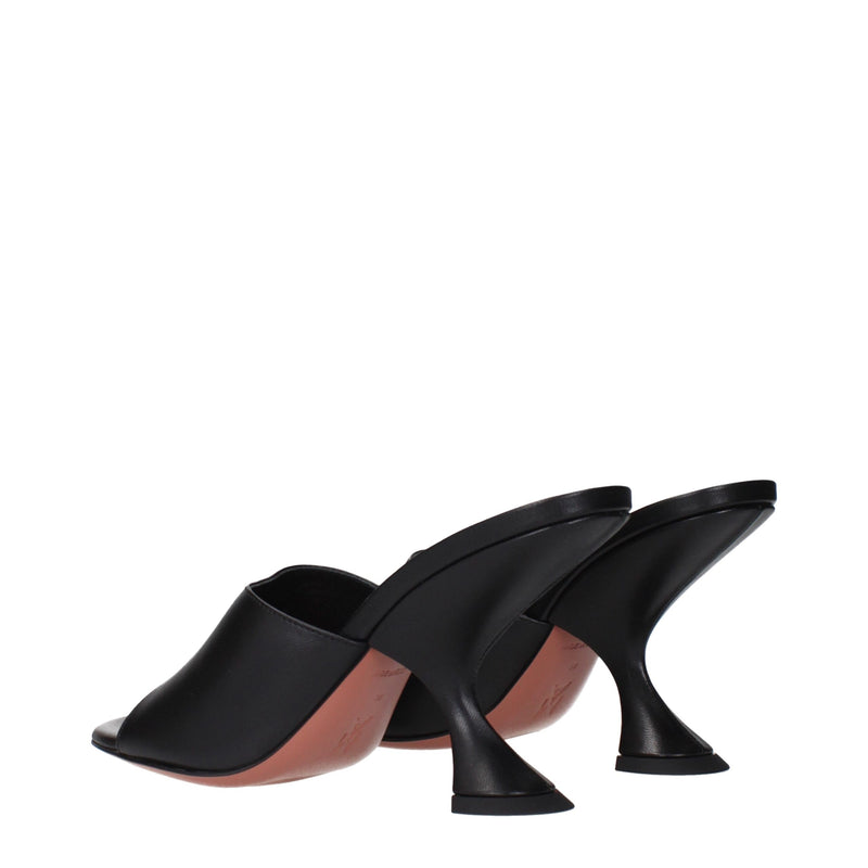 Amina Muaddi Sandales à Talons Aiguilles en Cuir Noir