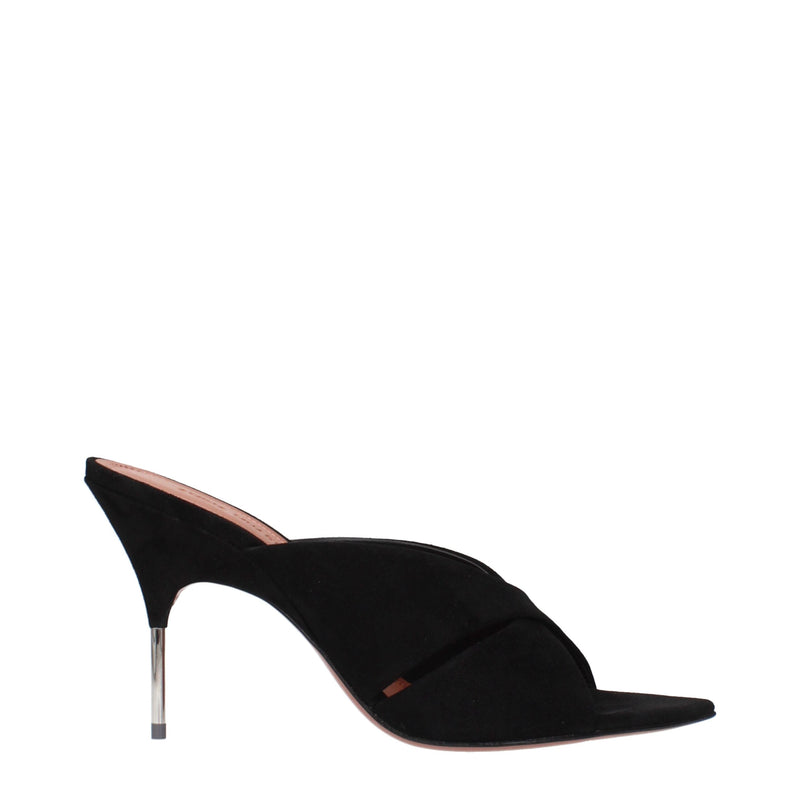 Amina Muaddi Sandales à Talons Aiguilles en Cuir Noir
