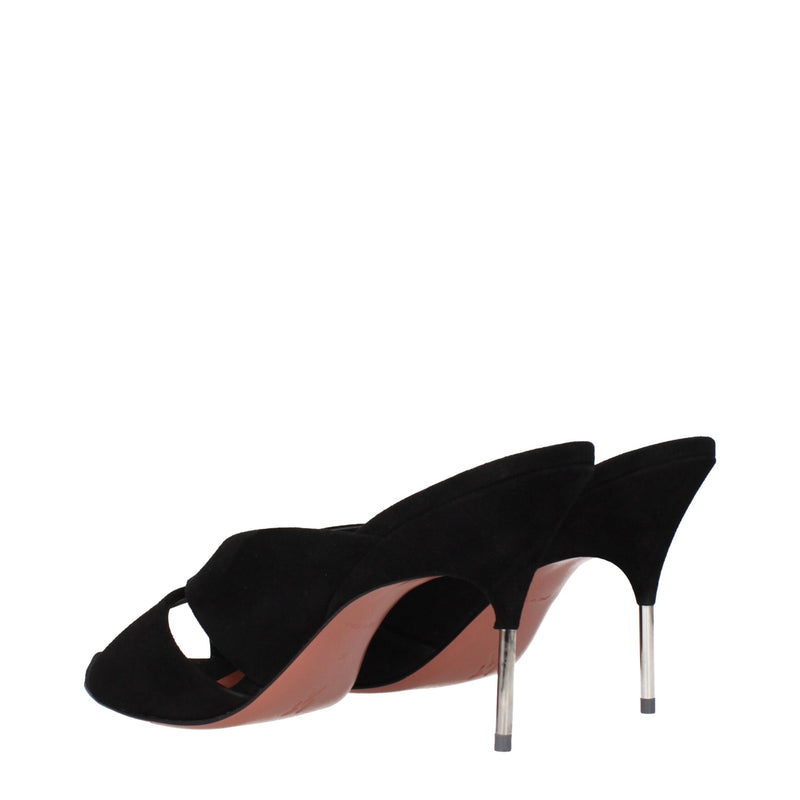Amina Muaddi Sandales à Talons Aiguilles en Cuir Noir