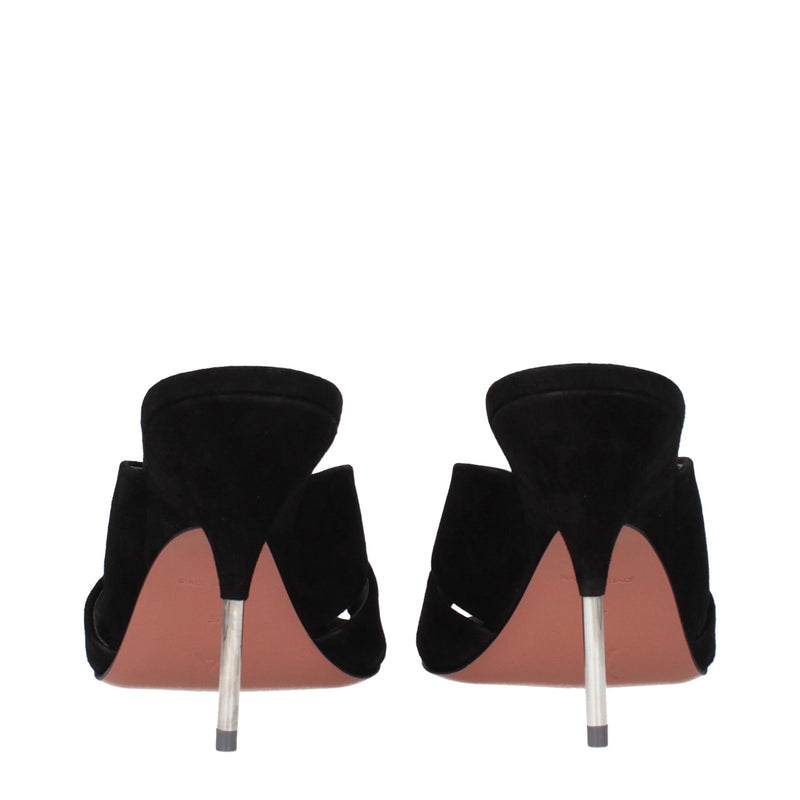 Amina Muaddi Sandales à Talons Aiguilles en Cuir Noir