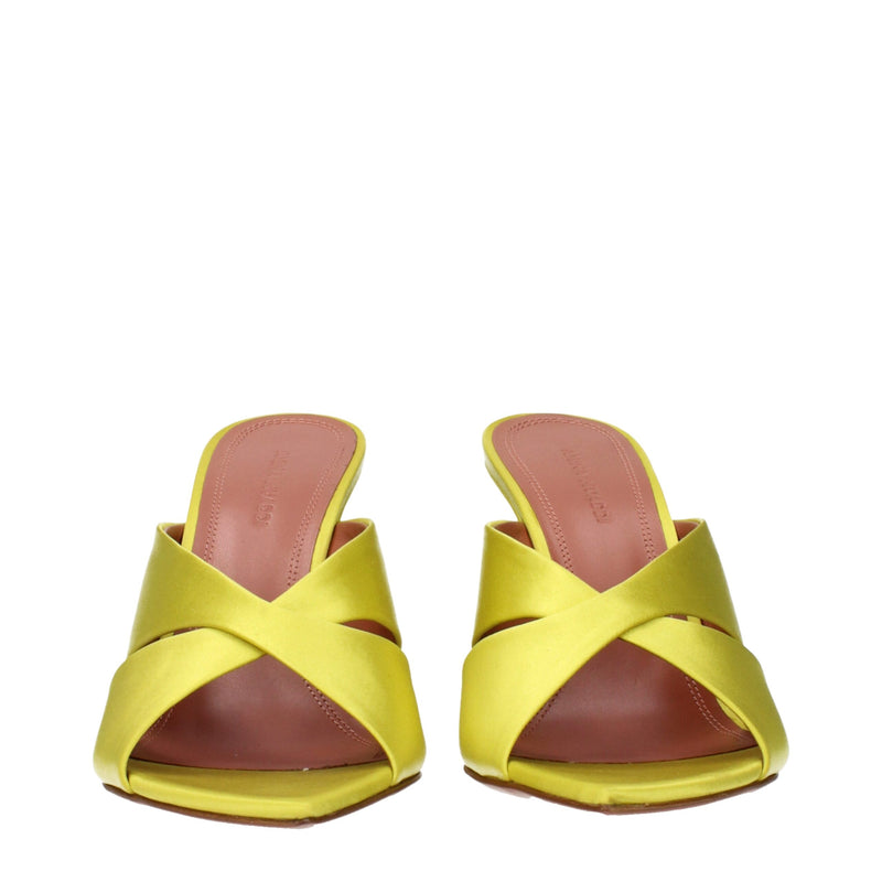 Amina Muaddi Green Satin Stiletto Heels Sandals - EU38/US8