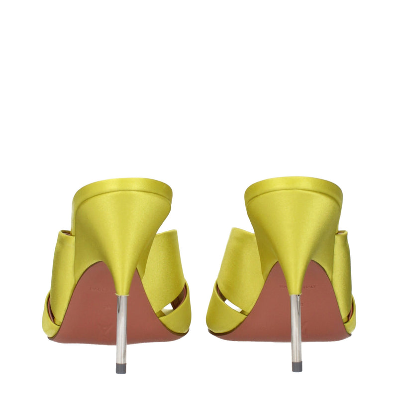 Amina Muaddi Green Satin Stiletto Heels Sandals - EU38/US8
