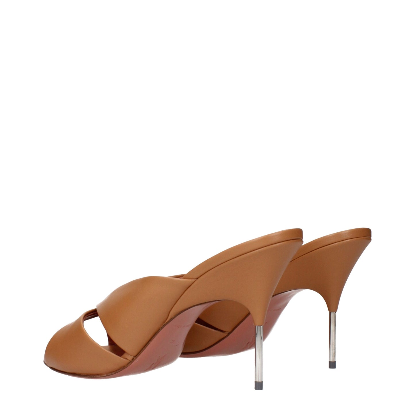 Sandales à talons aiguilles en cuir marron Amina Muaddi
