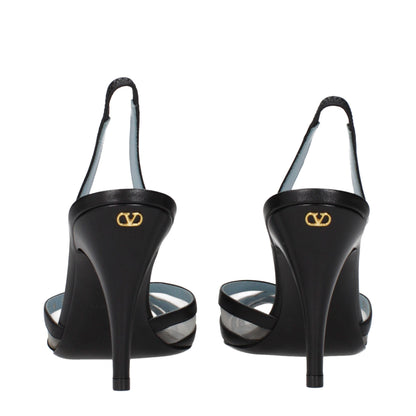Escarpins à talons hauts en cuir noir Valentino Garavani