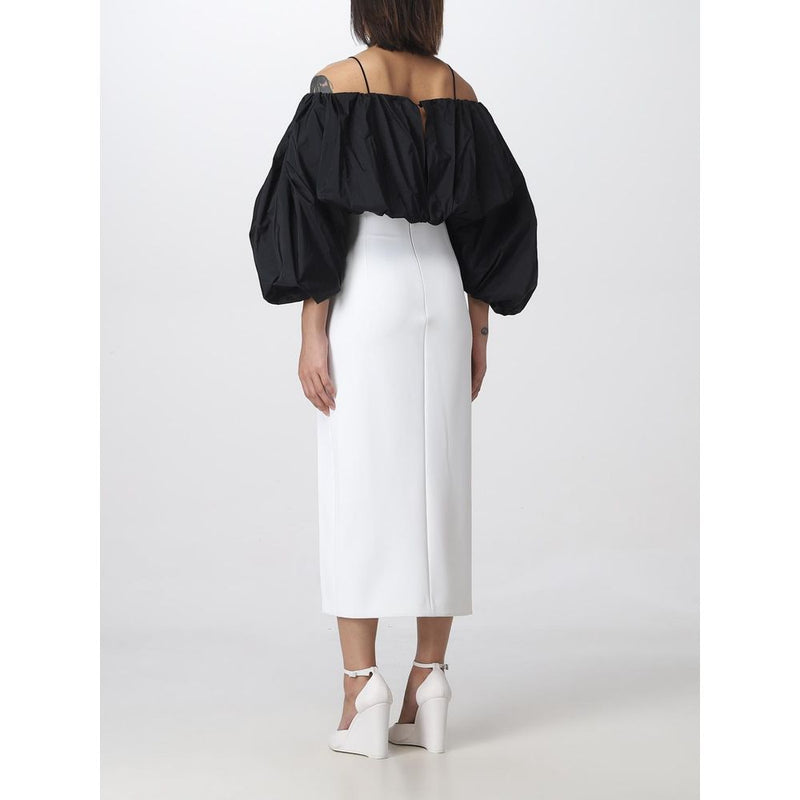 PINKO White Polyester Dress with Stylish Thigh Slit
