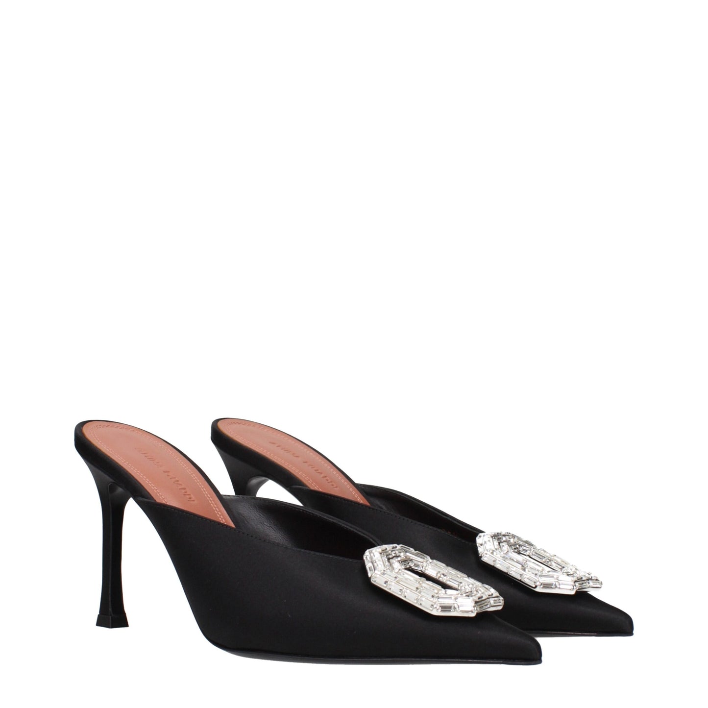Escarpins à talons hauts en satin noir Amina Muaddi