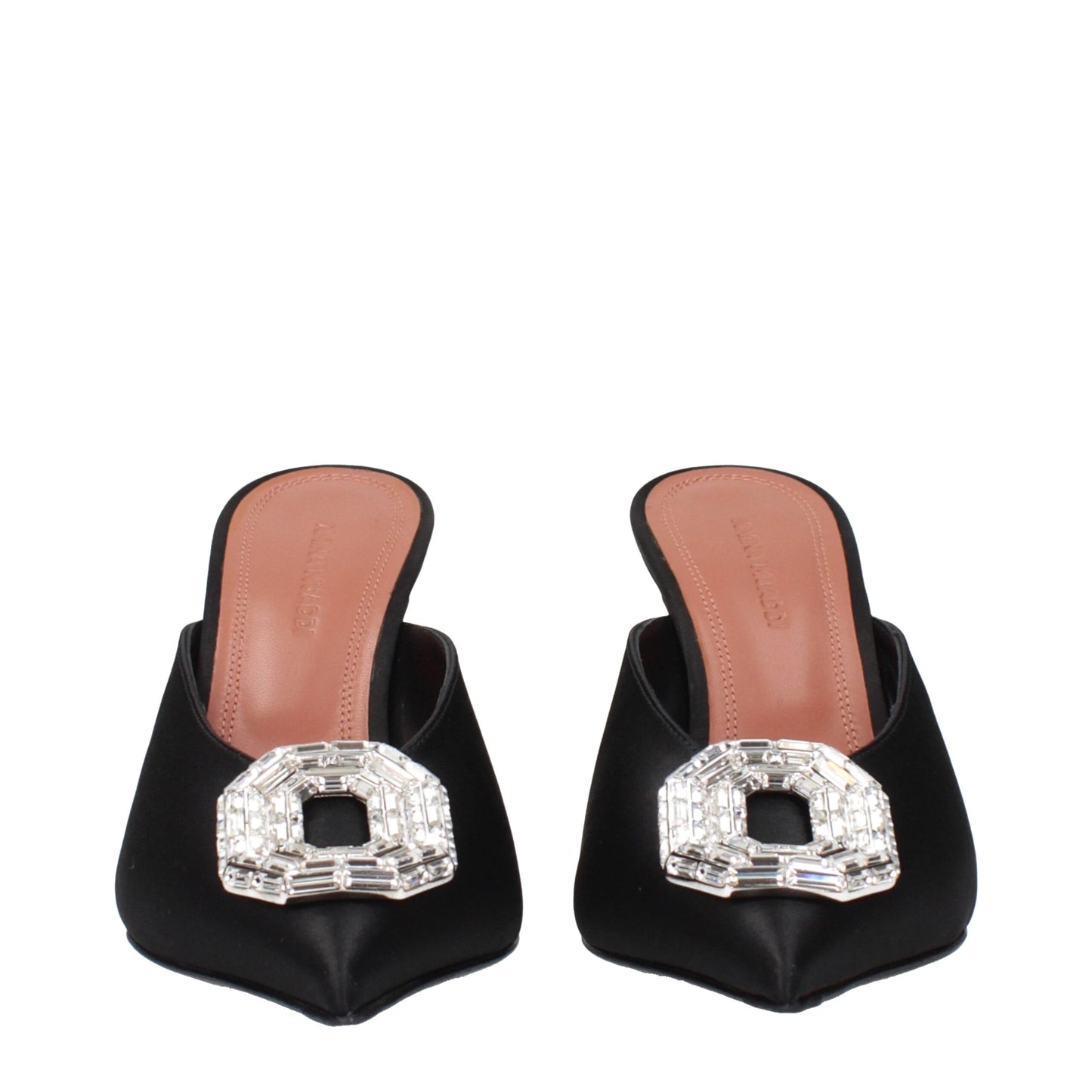 Escarpins à talons hauts en satin noir Amina Muaddi