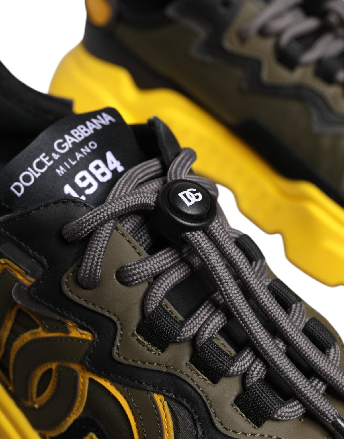 Dolce & Gabbana Black Yellow Daymaster Low Top Sneakers