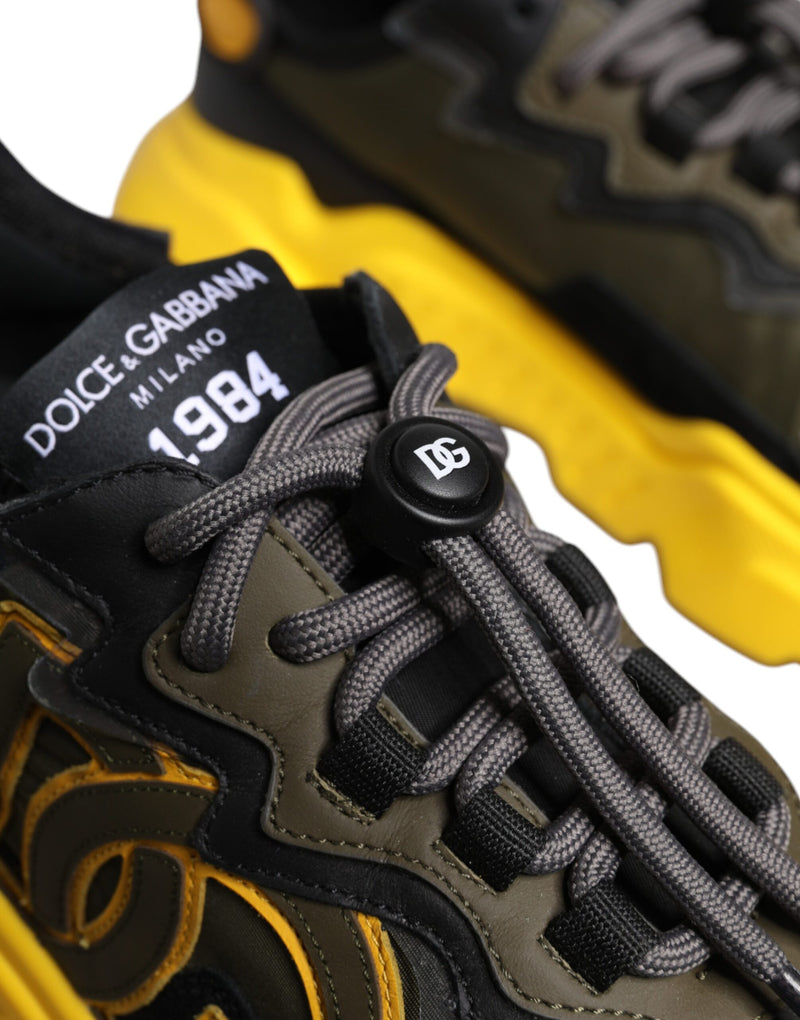 Dolce & Gabbana Black Yellow Daymaster Low Top Sneakers