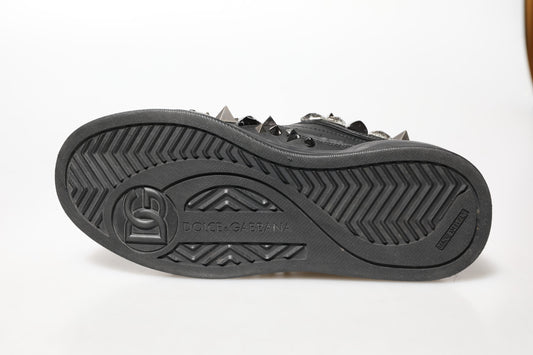 Dolce & Gabbana Black Portofino Studded Men Sneakers