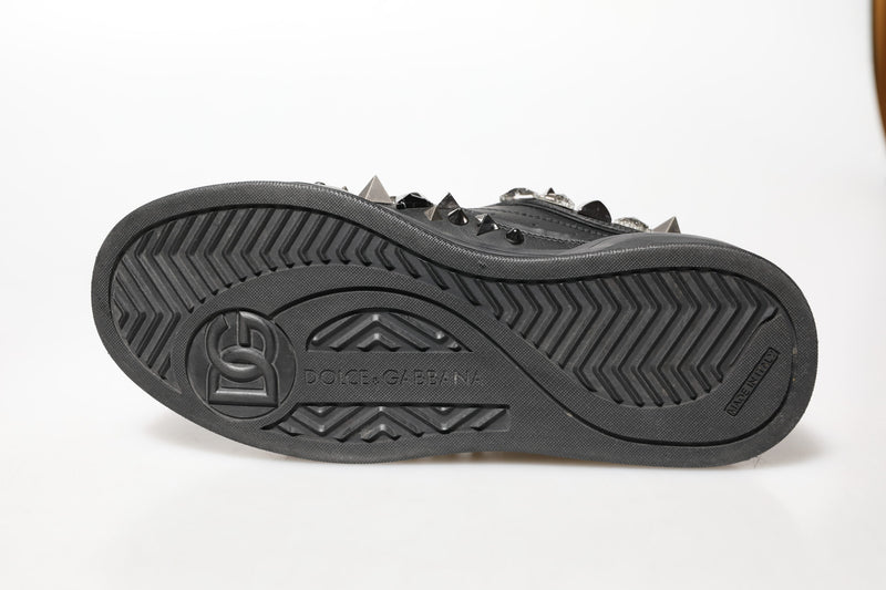Dolce & Gabbana Black Portofino Studded Men Sneakers