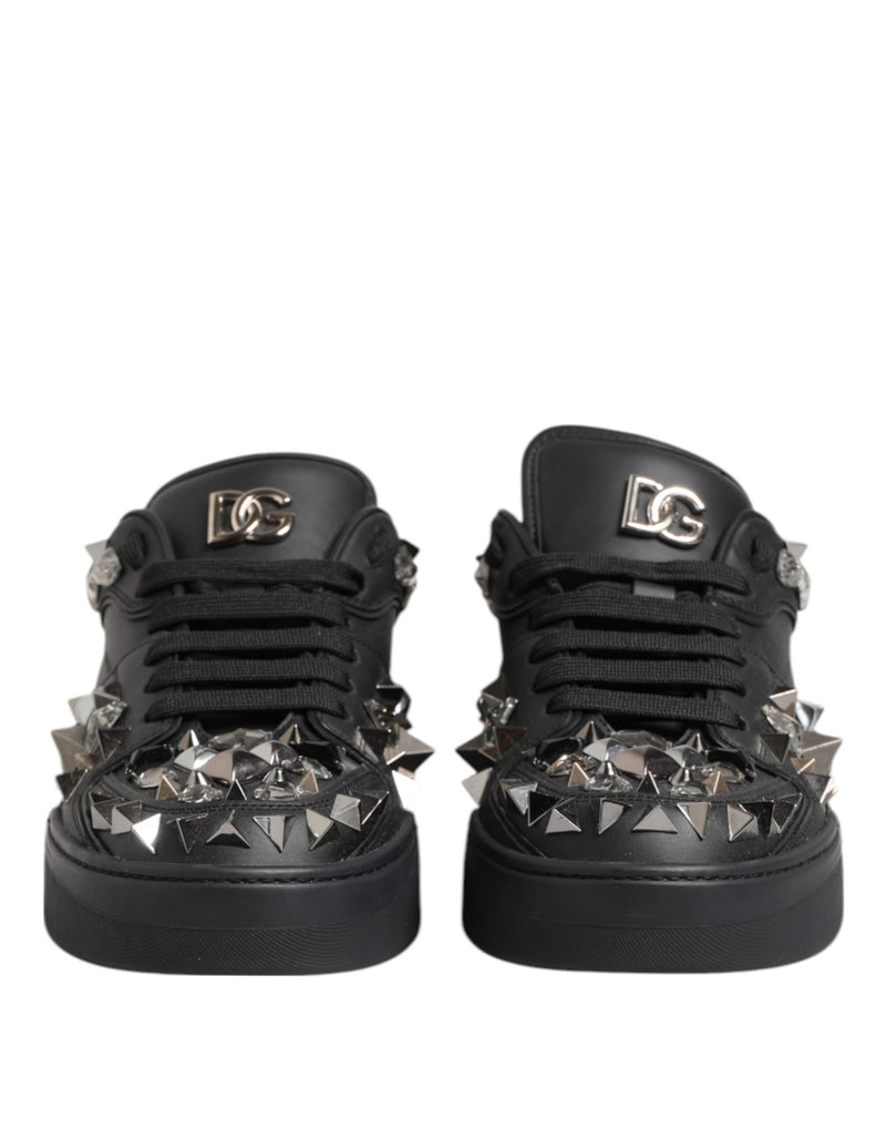 Dolce & Gabbana Black Portofino Studded Men Sneakers