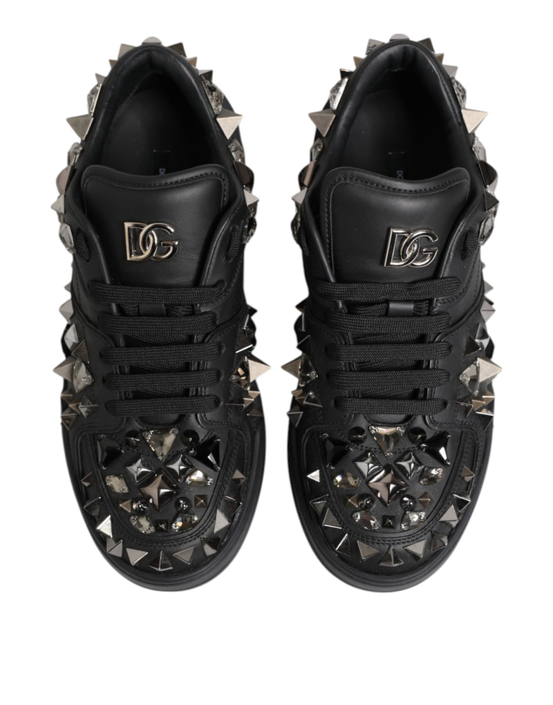 Dolce & Gabbana Black Portofino Studded Men Sneakers