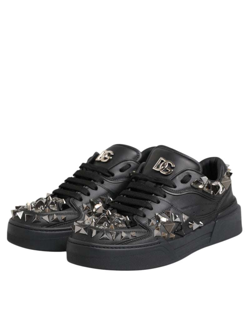 Dolce & Gabbana Black Portofino Studded Men Sneakers