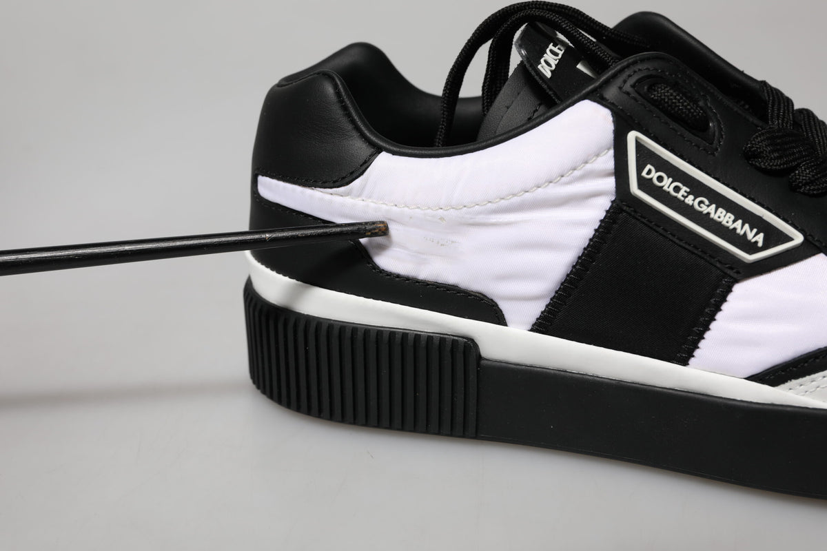 Dolce & Gabbana Black White Leather MIAMI Low Top Sneakers
