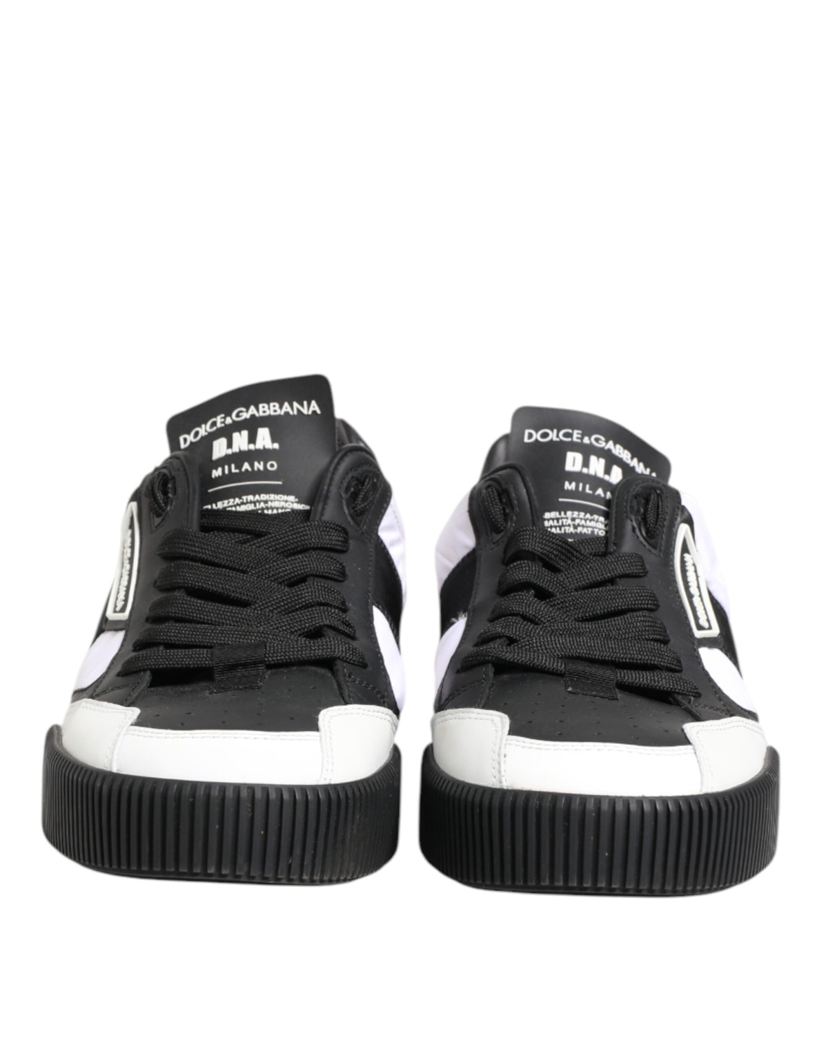 Dolce & Gabbana Black White Leather MIAMI Low Top Sneakers