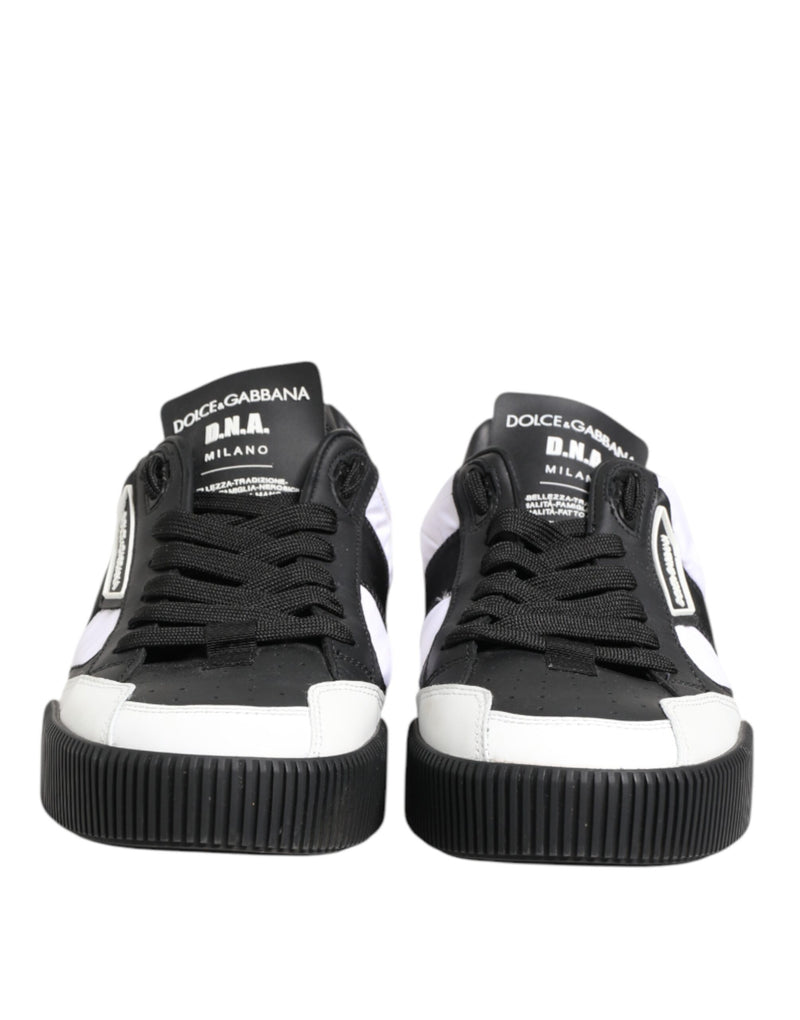 Dolce & Gabbana Black White Leather MIAMI Low Top Sneakers