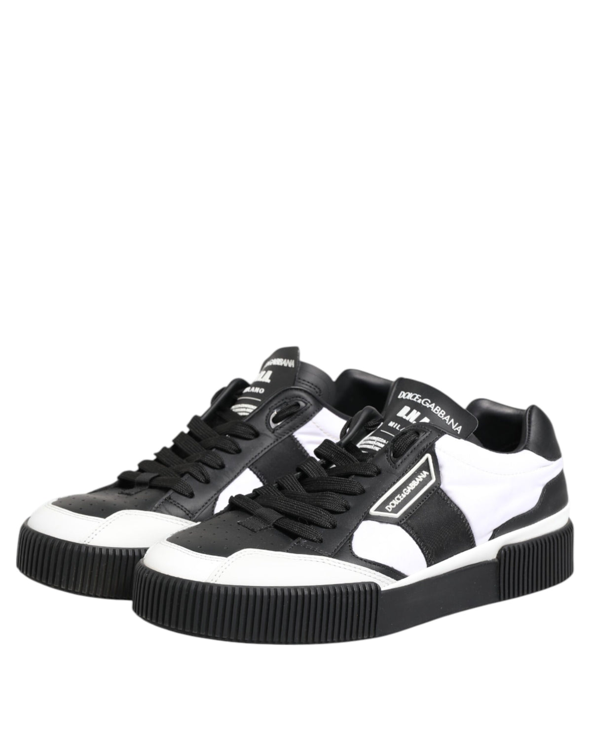 Dolce & Gabbana Black White Leather MIAMI Low Top Sneakers