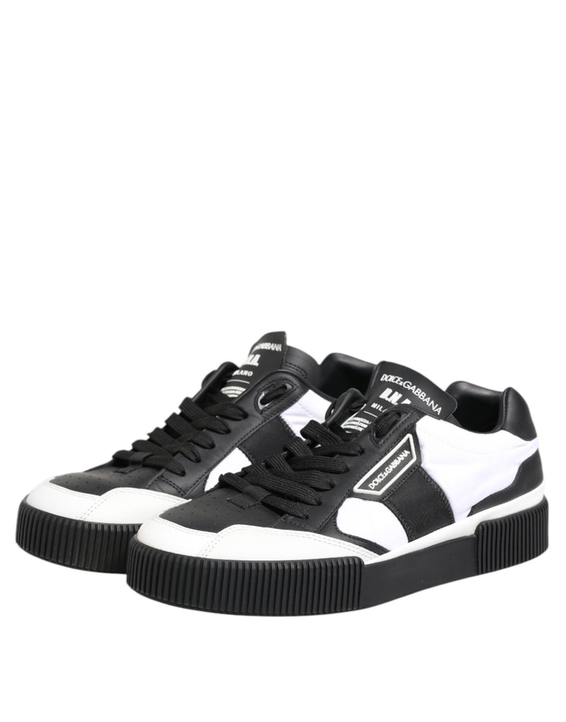 Dolce & Gabbana Black White Leather MIAMI Low Top Sneakers