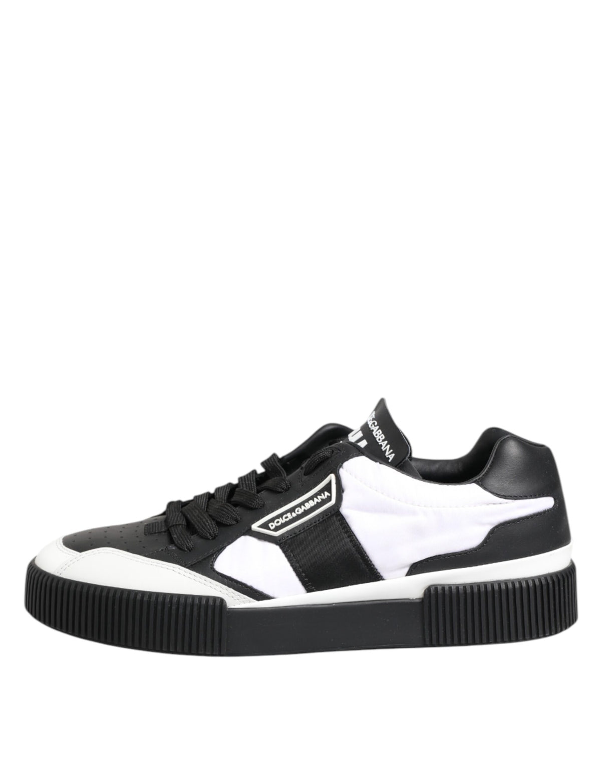 Dolce & Gabbana Black White Leather MIAMI Low Top Sneakers