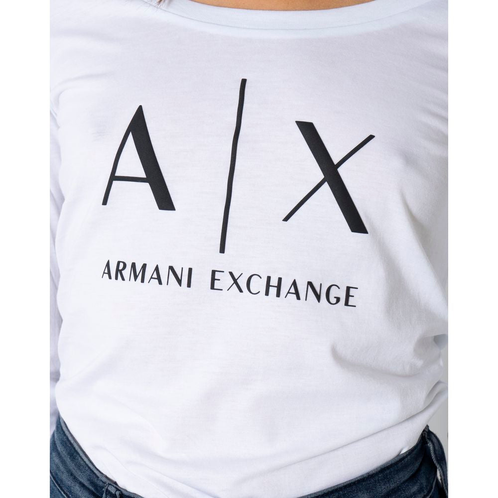 T-shirt à manches longues en coton blanc pour femme - Armani Exchange 8NYTDG YJ16Z