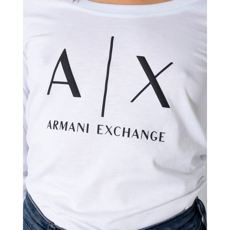 T-shirt à manches longues en coton blanc pour femme - Armani Exchange 8NYTDG YJ16Z
