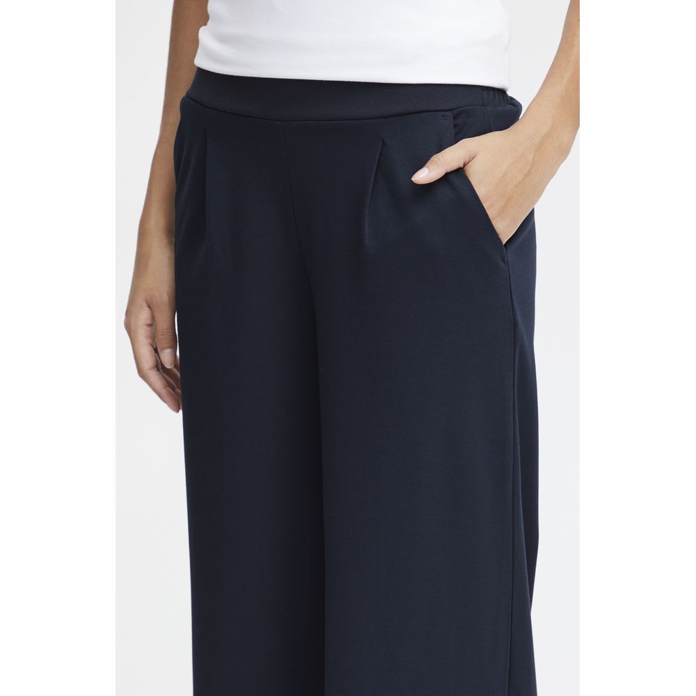 ICHI Blauwe broek van gerecycled polyurethaan