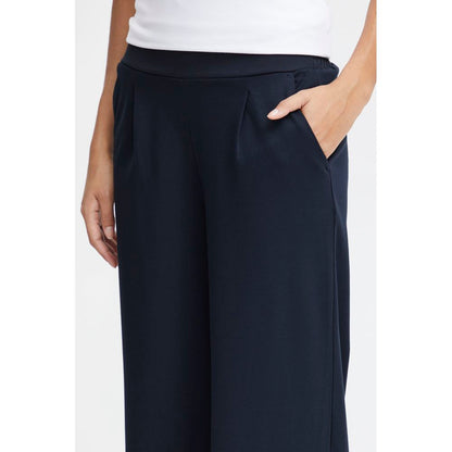 ICHI Blauwe broek van gerecycled polyurethaan