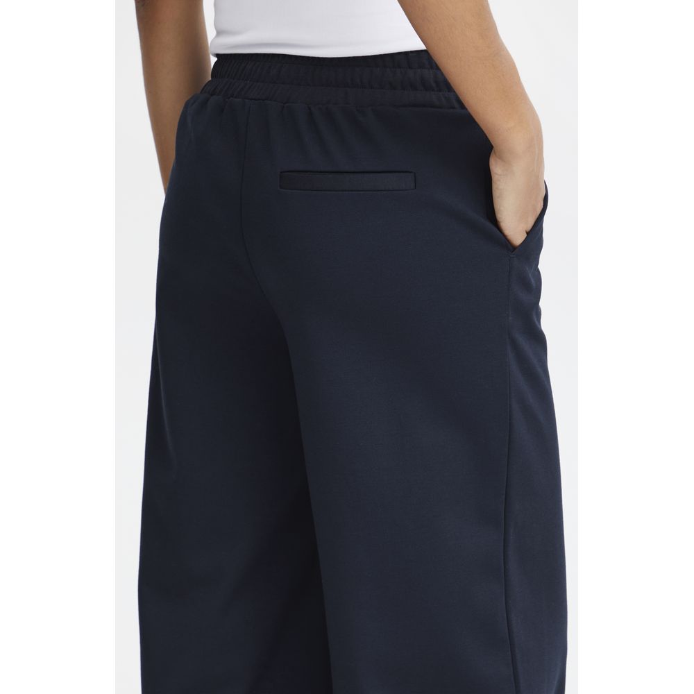 ICHI Blauwe broek van gerecycled polyurethaan