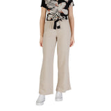 Only Onlcaro Mw Linen Bl Pull-Up Palazzo Pants - Beige