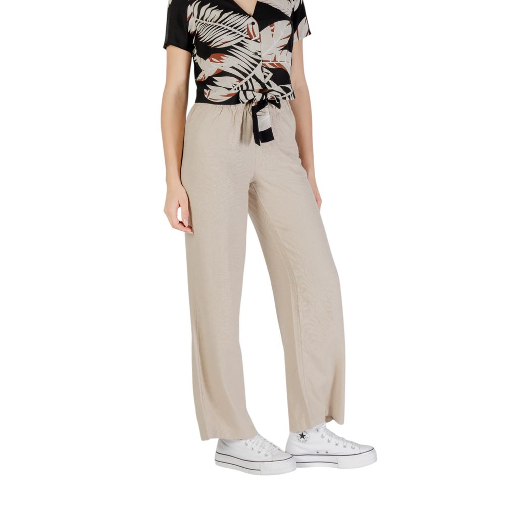 Only Onlcaro Mw Linen Bl Pull-Up Palazzo Pants - Beige