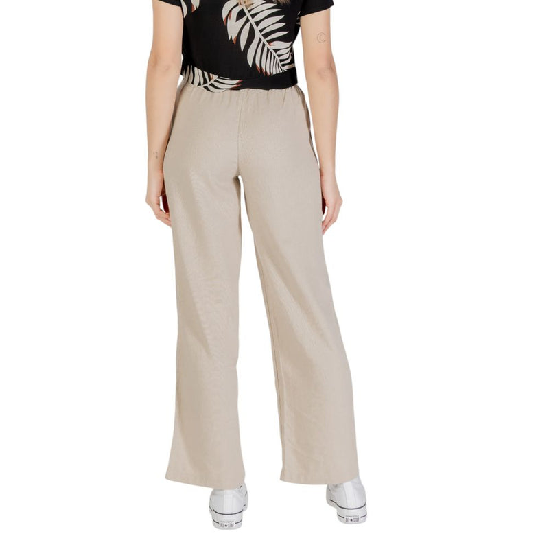 Only Onlcaro Mw Linen Bl Pull-Up Palazzo Pants - Beige