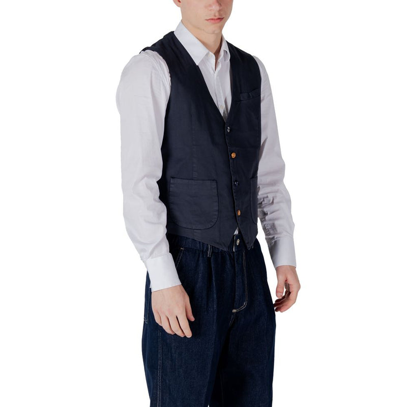 Gianni Lupo GL9710 Gilet en Coton Bleu pour Homme