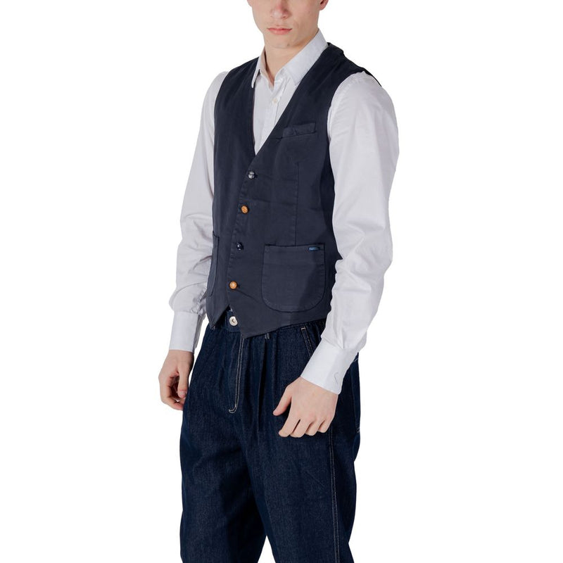 Gianni Lupo GL9710 Gilet en Coton Bleu pour Homme