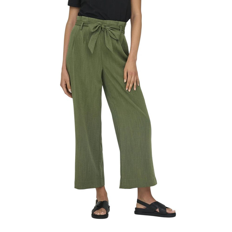 Only Onlmarsa Solid Paperbag Wvn Noos Green Palazzo Trousers