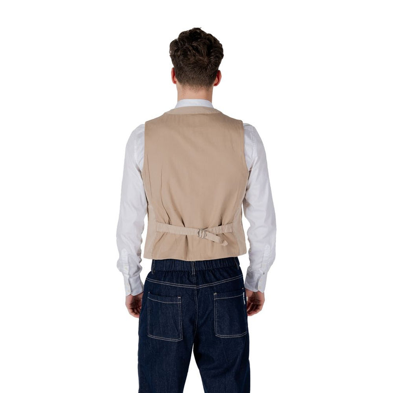 Gianni Lupo GL9710 Gilet Beige en Coton pour Homme