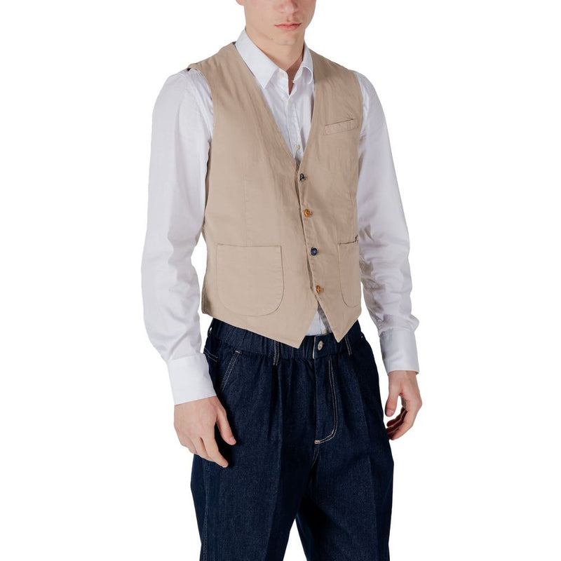 Gianni Lupo GL9710 Gilet Beige en Coton pour Homme