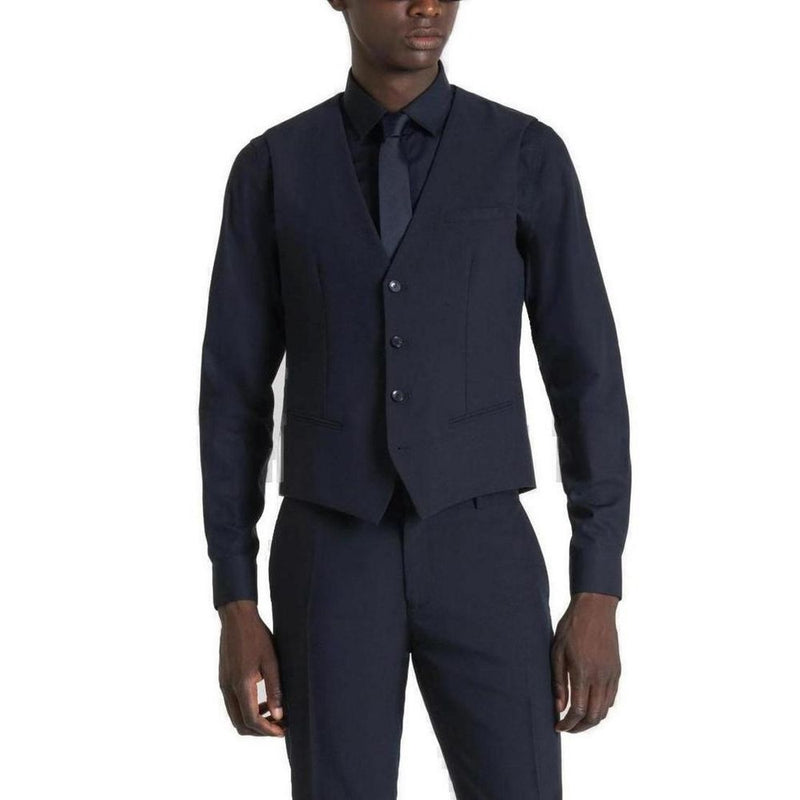 Antony Morato Blue Polyester Waistcoat MMVS00009-FA600255