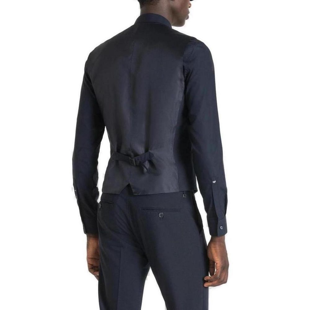 Antony Morato Blue Polyester Waistcoat MMVS00009-FA600255
